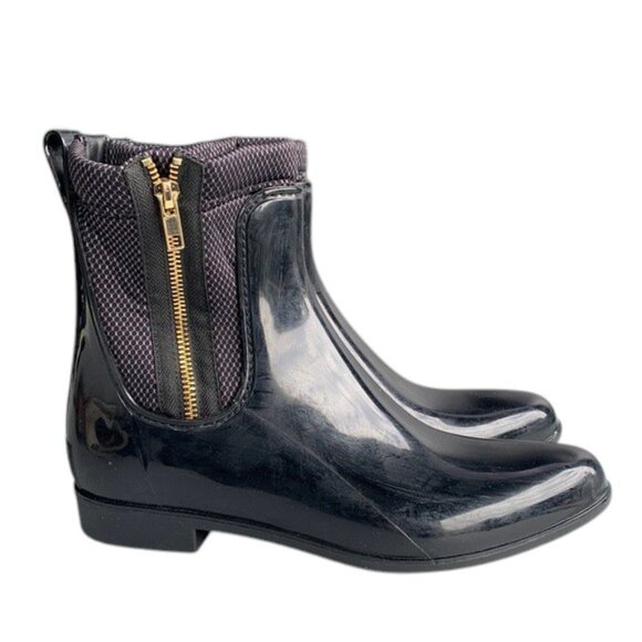 Nine West Women’s‎ 10 Coscoos Ankle Boots Black PVC Zip Closure Block Heel - Picture 1 of 14